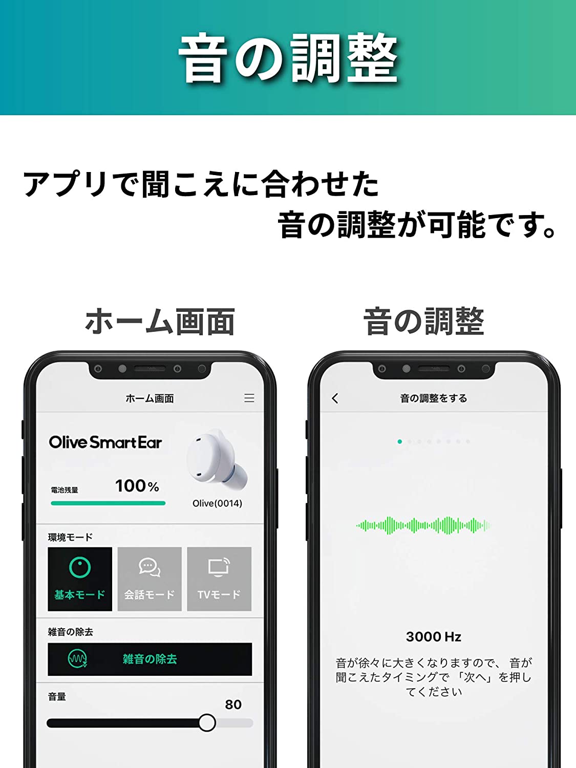 スマート集音器/会話サポートデバイス】＜ブラック＞Olive Smart Ear