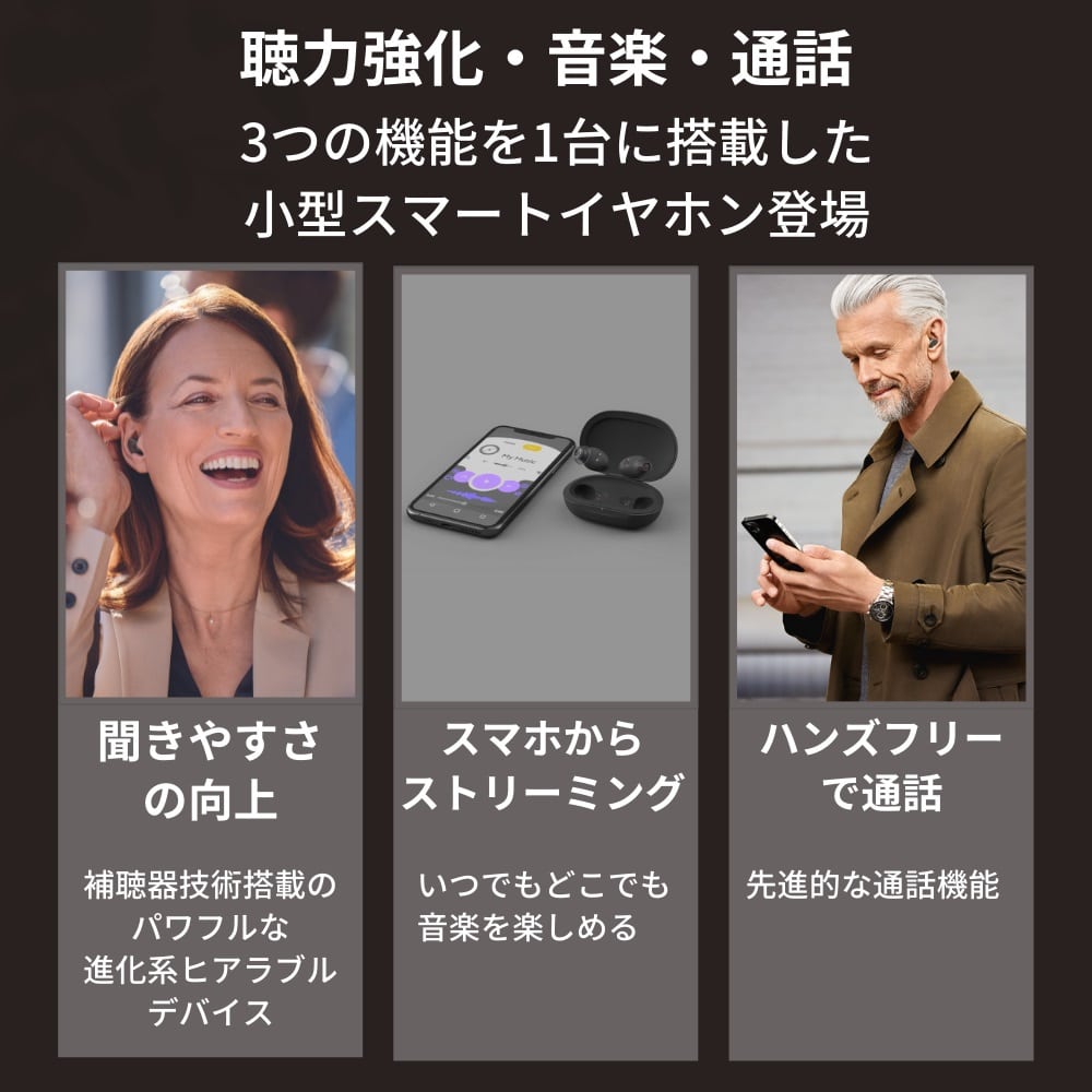 小型スマートイヤホン】＜ダークグレー＞Jabra Enhance ジャブラ